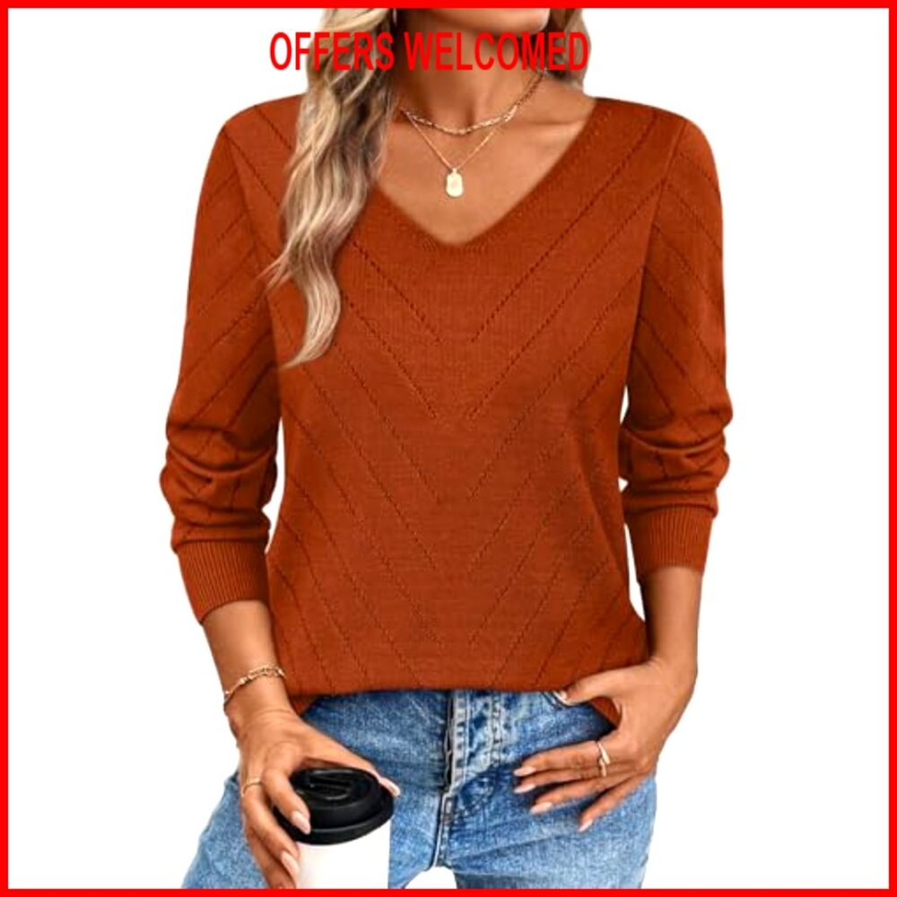Viscose Nylon Polyester V-Neck Pullover Sweater L… - image 2